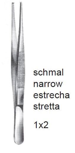 Chirurgisch Pincet, standaard, 1x2 tanden, fijn - Besurgical