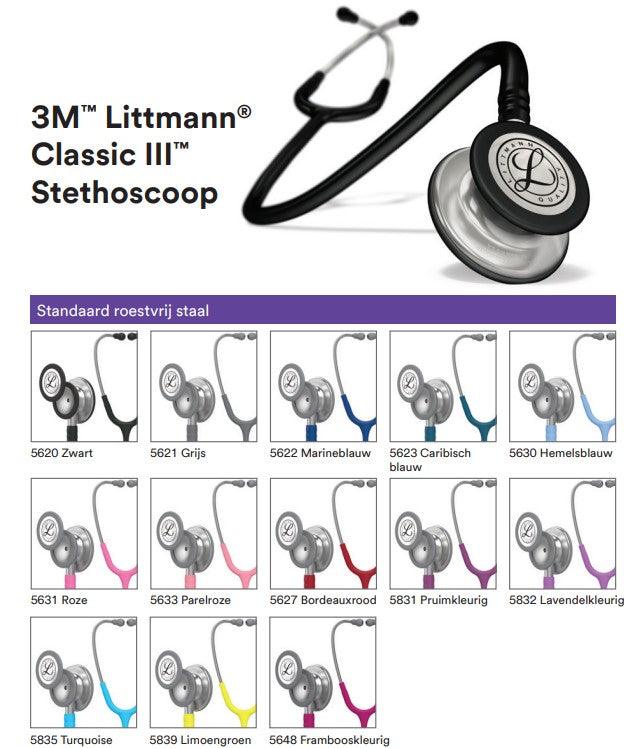 Stethoscoop Littmann Classic III - met 2 membranen - verschillende kleuren - 3M - Besurgical